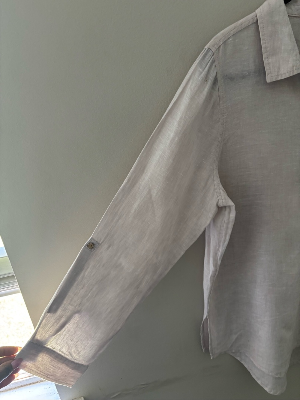 Sigrid Olsen Cream Linen Button-Front Beach Tunic Size L - Picture 4 of 7